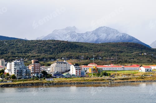 Preview: A view of harbor and mountains of Ushuaia city