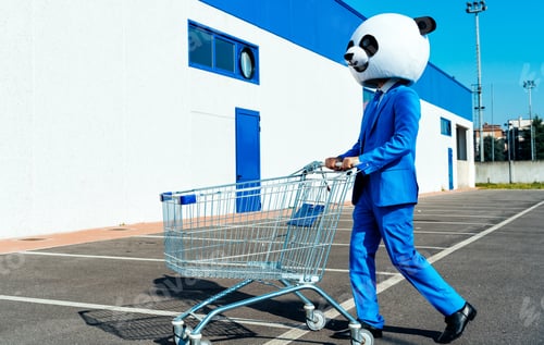 Preview: Storytelling image of a couple wearing giant panda head