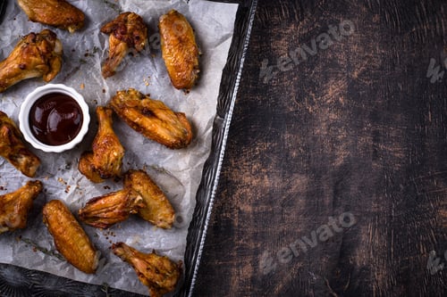 Preview: Roasted or baked chicken wings with sauce