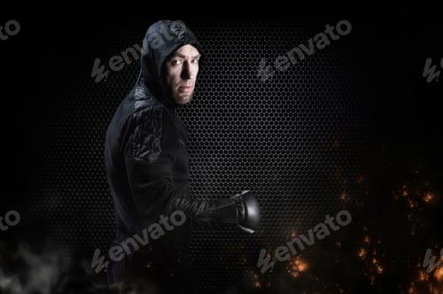 Preview: Mixed Martial Artist Goes To Battle In A Sweatshirt. Concept Of Mma, Ufc, Thai Boxing, Classic