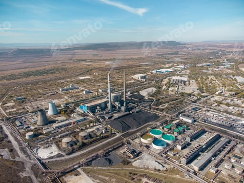 Preview: Aerial view of chemical plant, power plant