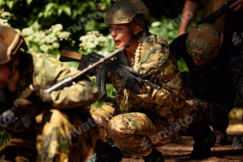 Preview: Full military experience - One day commando - running through the water with automatic rifle replica