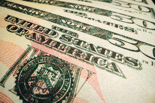 Preview: American dollar banknotes close up, macro photo