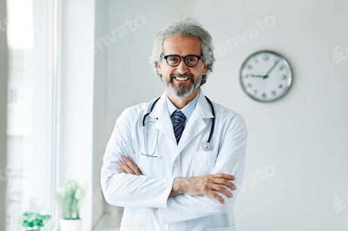 Preview: senior elderly gray hair active doctor hospital medical medicine health care clinic office portrait