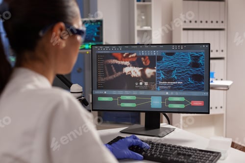 Preview: Science specialist using computer for dna research