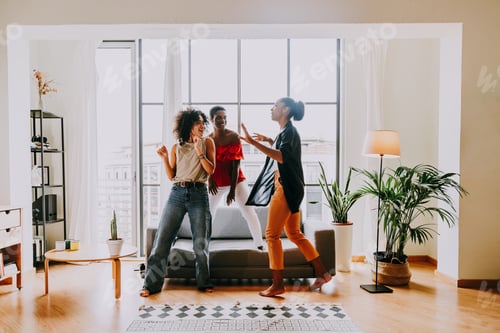 Preview: Three mixed race hispanic and black women bonding at home