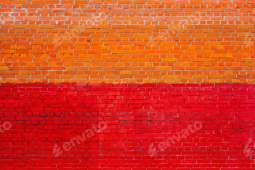 Preview: Solid Texture Of An Empty Brick Wall Of Two Shades Of Red And Yellow For Background And Wallpaper