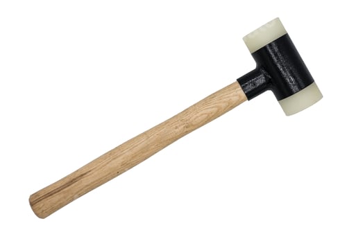 Preview: A nylon hammer with a wooden handle