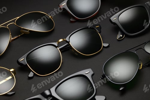 Preview: Old-fashioned sunglasses on black background