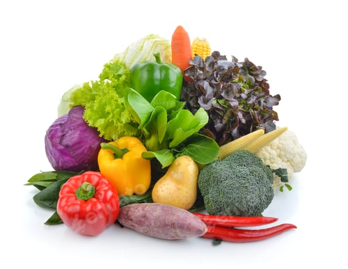 Preview: vegetables and fruits on white background