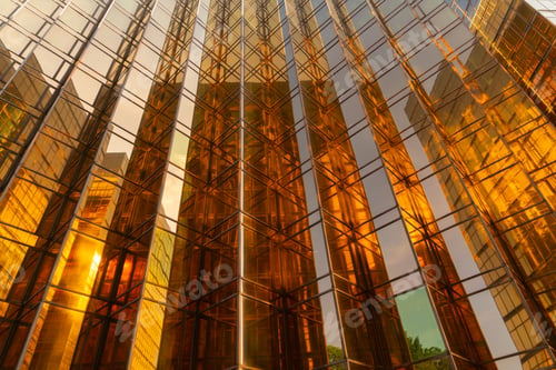 Preview: Office buildings windows. Glass architecture facade design with reflection