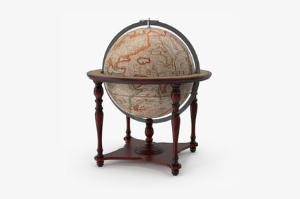 Preview: Beige Globe on Dark Wood Stand