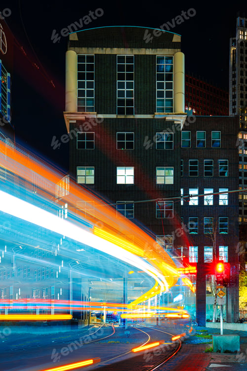 Preview: Starry night over The Hague, Netherlands city illuminated by city lights