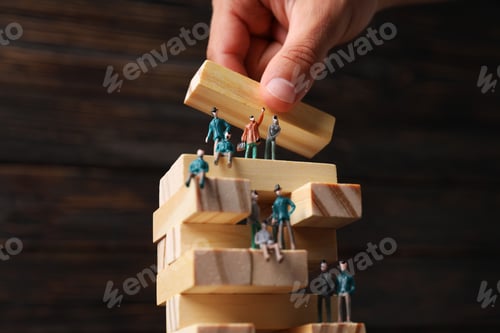 Preview: Toy little people with wooden parts close-up