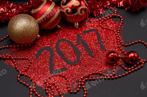 Preview: New Year'S Decor. The Concept Of The New Year Holiday. Christmas Decor. Glitter, Sequins, Beads