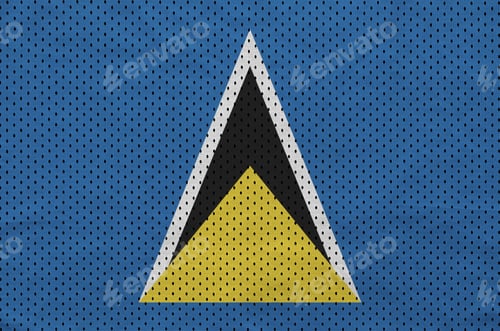 Preview: Saint Lucia flag printed on a polyester nylon sportswear mesh fabric with some folds