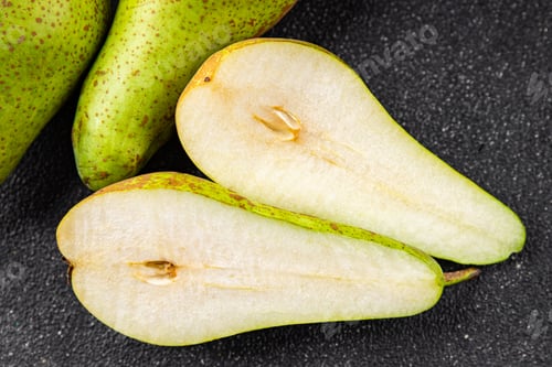 Preview: Pears ripe juicy fruit sweet fresh gourmet food background on the table rustic food top view