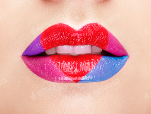 Preview: Lips painted with a lipstick heart