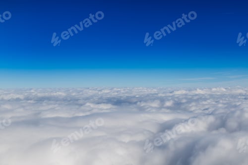 Preview: Blue horizon and white clouds, aerial shot