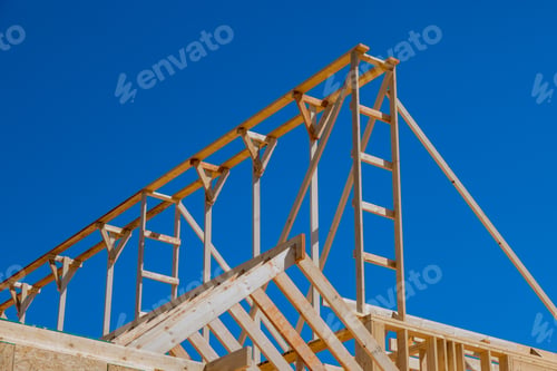 Preview: In process of building a new house, the framework framing beam stick