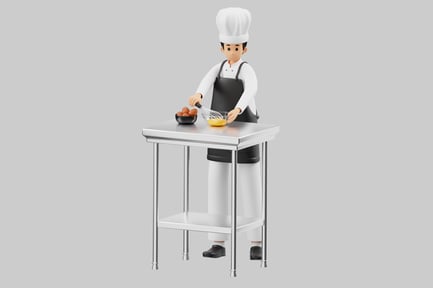 Preview: Chef whipping eggs in a glass bowl.