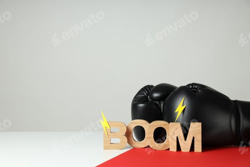 Preview: Black boxing gloves with zippers on a light background