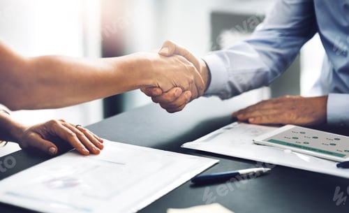 Preview: Cropped shot of two unrecognizable businesspeople shaking hands in their office
