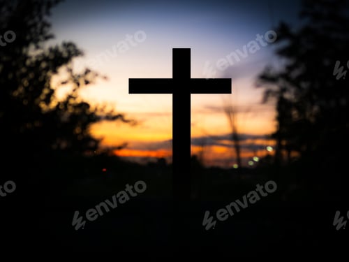 Preview: Cross christian god religion on sunset background