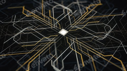 Preview: Digitalization of a futuristic artificial intelligence. Animation. Colorful visualization of machine