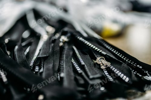Preview: Zippers for clothes closeup, sewing industry