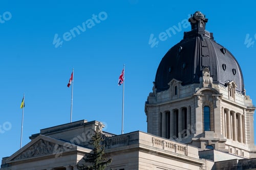 Preview: Beautiful view of the facade of Saskatchewan legislative building in Regina, Canada