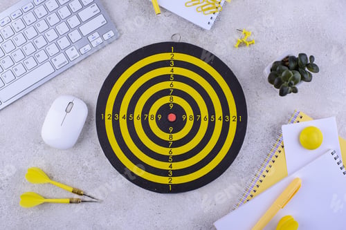 Preview: Target and goal concept with darts and arrows