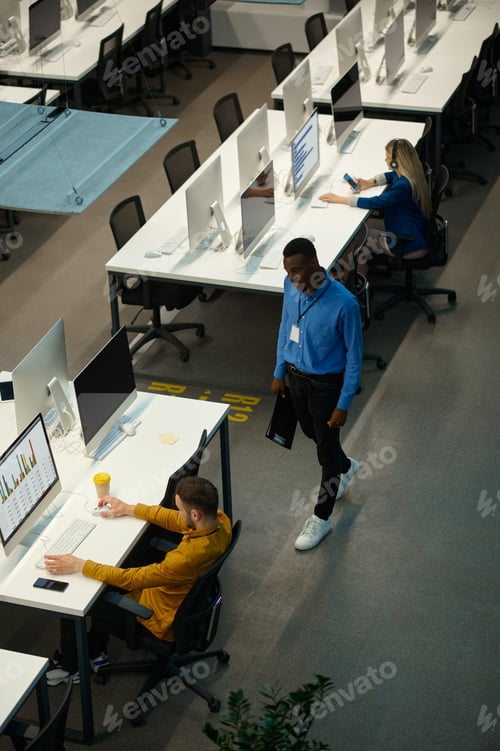 Preview: Managers works on computers, workplace in office