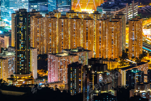 Preview: Hong Kong cityscape at night, sky scraper building