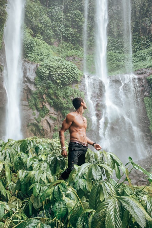 Preview: Bali Waterfall and Man