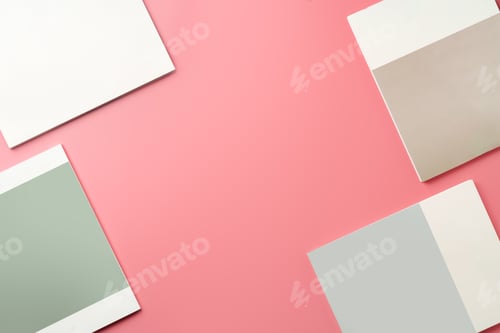 Preview: A Collection of Blank Papers Stacked on a Pink Surface for Creative Projects