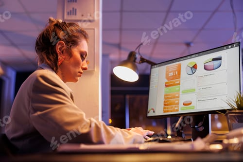 Preview: Businesswoman analyzing marketing statistics