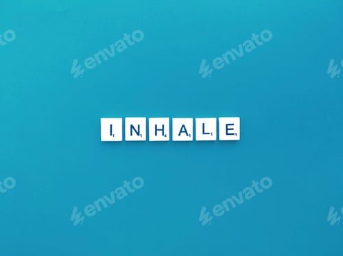 Preview: Inhale letters word on a blue background