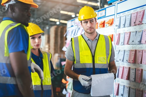 Preview: Diverse Warehouse Team of Workers Ensuring Efficient Logistic Distribution.