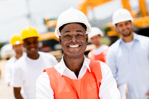 Preview: Civil Engineer At A Building Site Wearing A Helmet