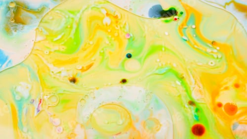 Preview: Multicolored Background With Oil On Liquid. Abstract Golden Green Background On Liquid. Pattern