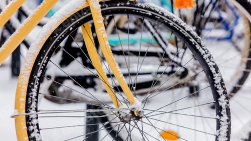 Preview: bike in snow after high snowfall in Europe.