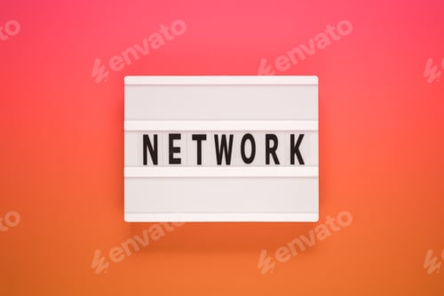Preview: The word network on lightbox. Business concept