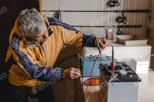 Preview: Mechanic doing service on electric car battery