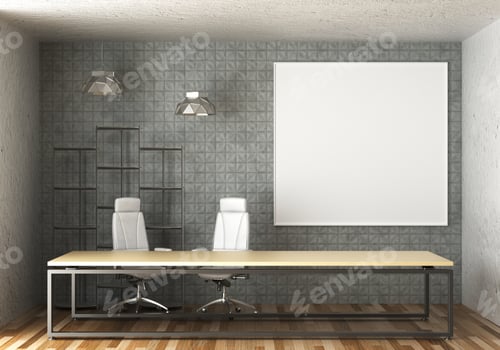 Preview: 3D Mockup photo frame in Modern interior work area