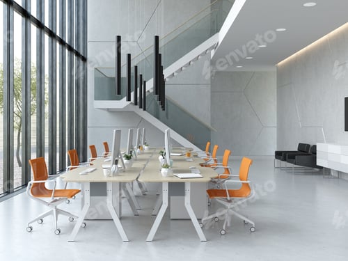 Preview: Interior modern open space office 3D illustration