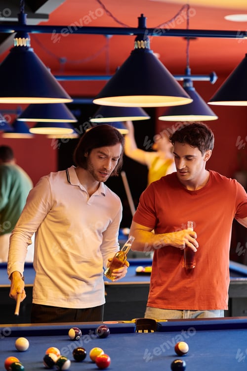 Preview: Friends Enjoying a Casual Game of Billiards