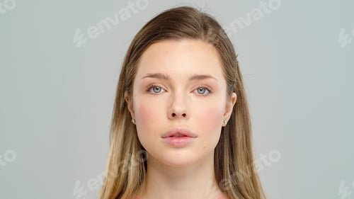 Preview: Model poses in front of the camera. Beautiful young girl