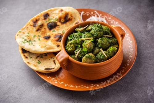 Preview: Soya Chunks Palak curry also known as Spinach Soyabean chunks sabzi or sabji, Healthy Indian food