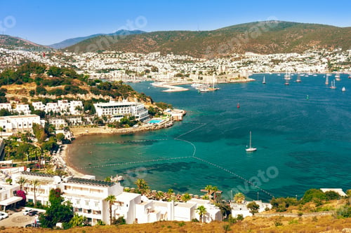 Preview: Panoramic view of Bodrum city, Turkey and Saint Peter Castle and marina. Summer landscape